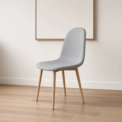 Silla Scoop Tapizada Lino Base Acero Diseño Minimalista