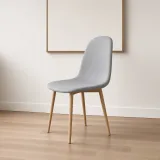 Silla Scoop Tapizada Lino Base Acero Diseño Minimalista