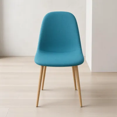 Silla Scoop Tapizada Lino Base Acero Diseño Minimalista