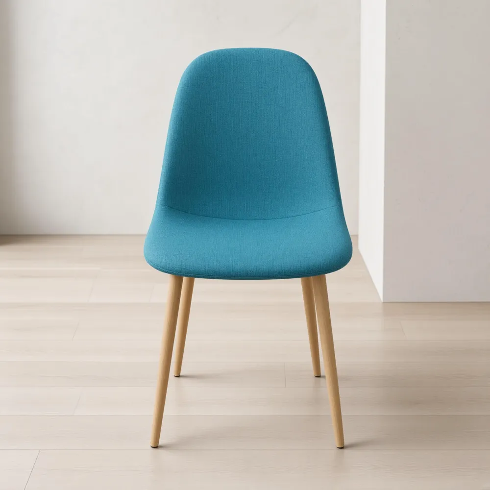 Silla Scoop Tapizada Lino Base Acero Diseño Minimalista