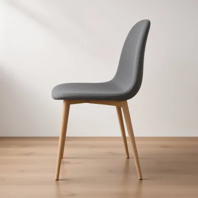 Silla Scoop Tapizada Lino Base Acero Diseño Minimalista