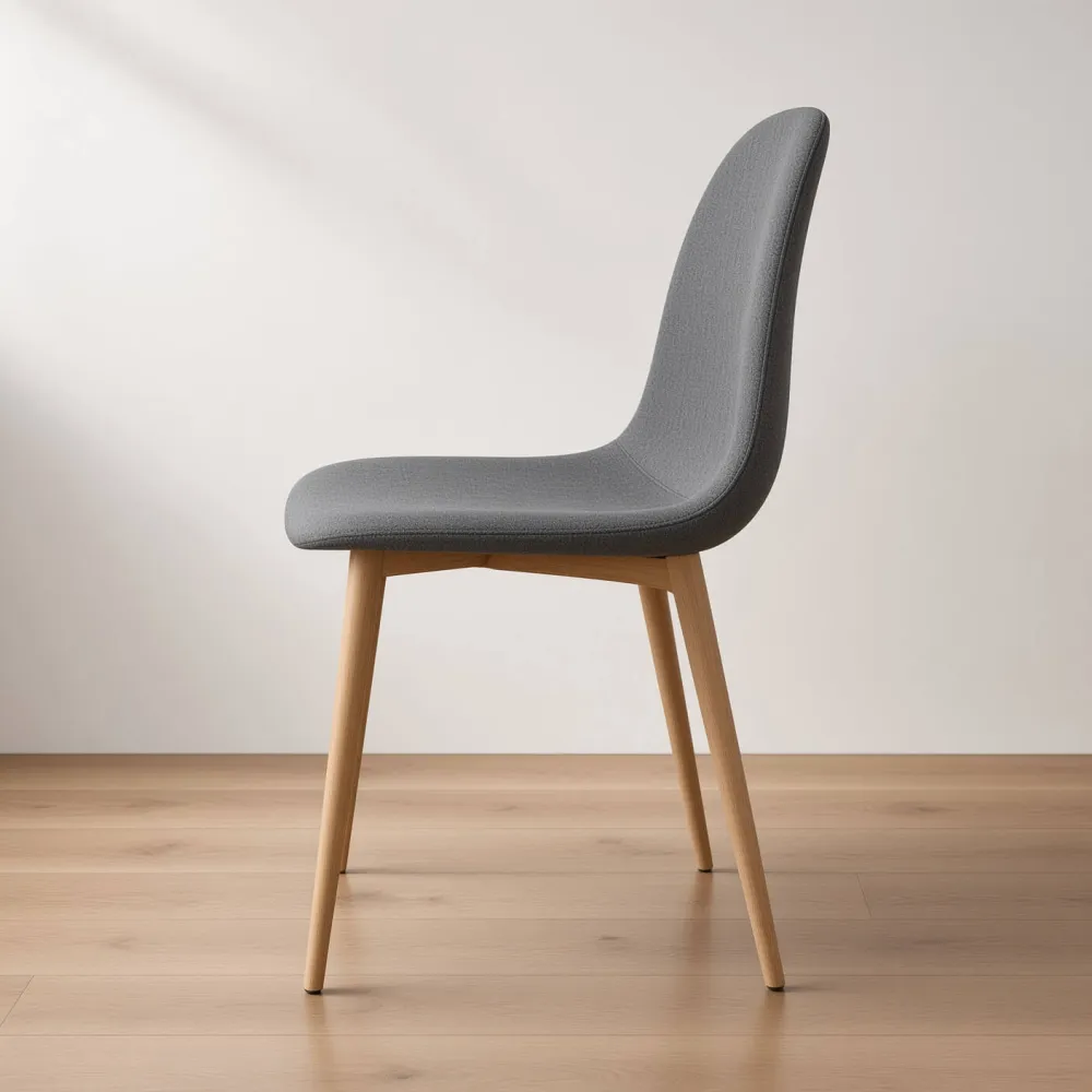 Silla Scoop Tapizada Lino Base Acero Diseño Minimalista