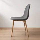 Silla Scoop Tapizada Lino Base Acero Diseño Minimalista