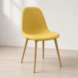 Silla Scoop Tapizada Lino Base Acero Diseño Minimalista