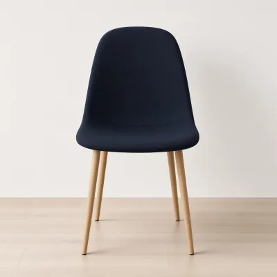 Silla Scoop Tapizada Lino Base Acero Diseño Minimalista