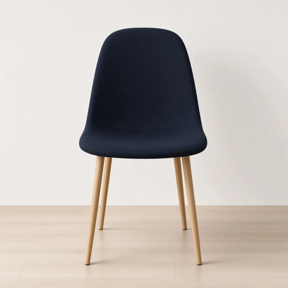 Silla Scoop Tapizada Lino Base Acero Diseño Minimalista