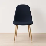 Silla Scoop Tapizada Lino Base Acero Diseño Minimalista