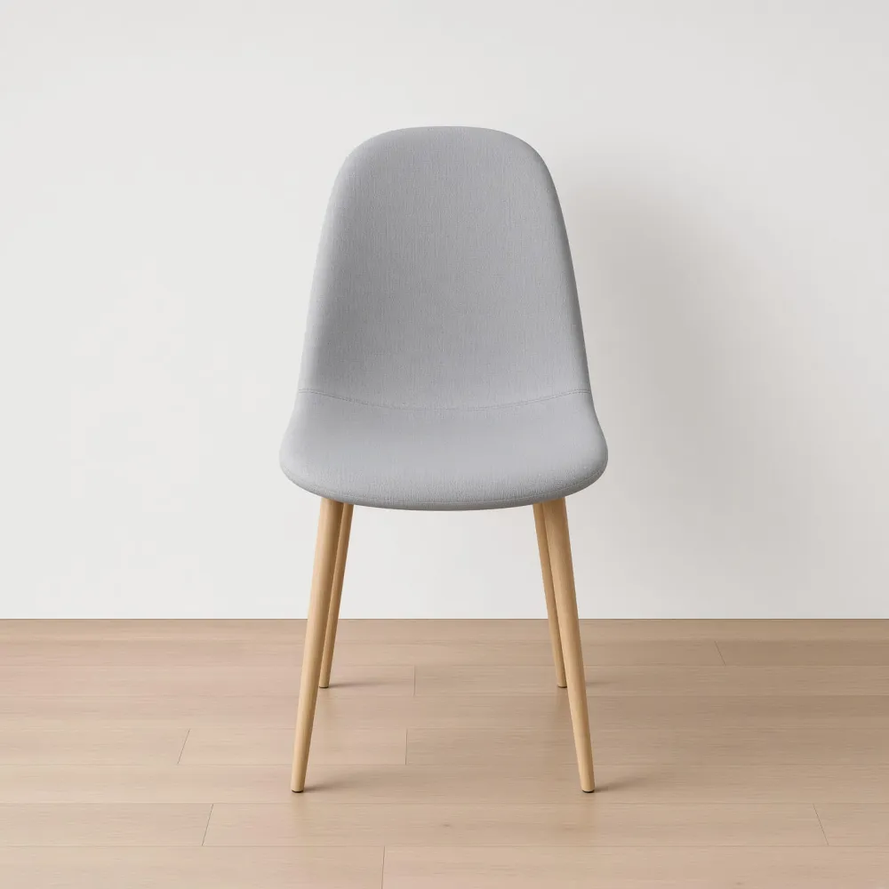 Silla Scoop Tapizada Lino Base Acero Diseño Minimalista