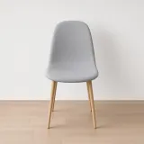 Silla Scoop Tapizada Lino Base Acero Diseño Minimalista