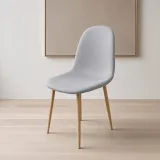 Silla Scoop Tapizada Lino Base Acero Diseño Minimalista