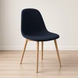 Silla Scoop Tapizada Lino Base Acero Diseño Minimalista