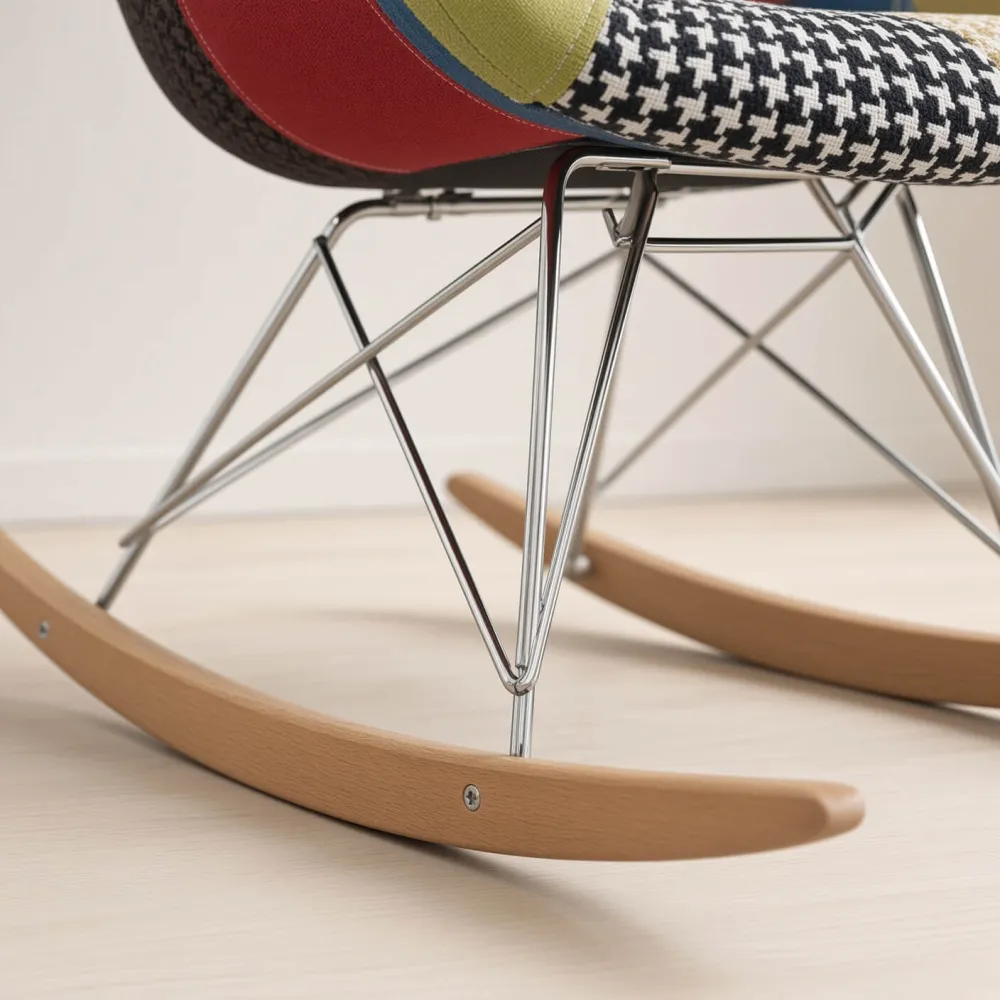 Silla Mecedora Eames Rocking Patchwork Patas Madera Haya