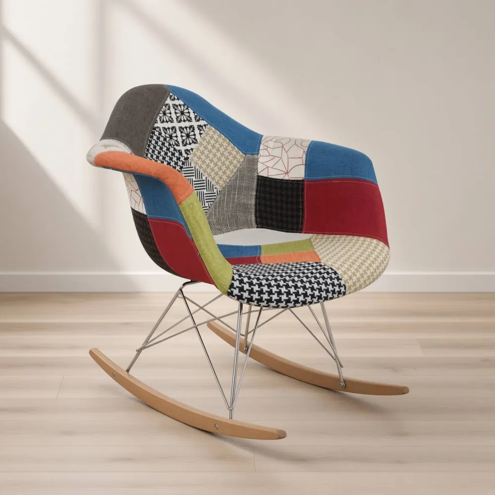 Silla Mecedora Eames Rocking Patchwork Patas Madera Haya