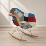 Silla Mecedora Eames Rocking Patchwork Patas Madera Haya