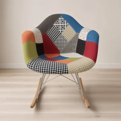 Silla Mecedora Eames Rocking Patchwork Patas Madera Haya