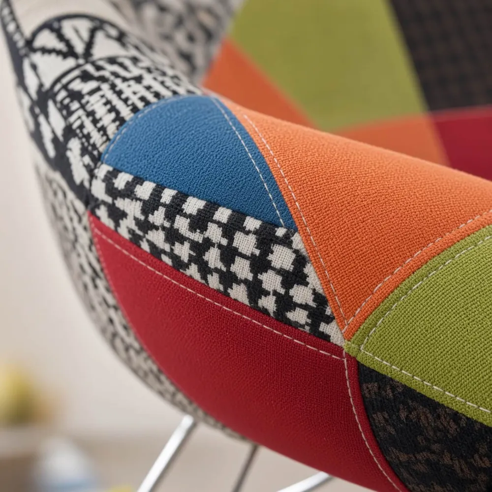 Silla Mecedora Eames Rocking Patchwork Patas Madera Haya