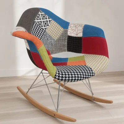 Silla Mecedora Eames Rocking Patchwork Patas Madera Haya