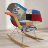 Silla Mecedora Eames Rocking Patchwork Patas Madera Haya