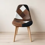 Silla Comedor Tapizada Ecocuero Patas de Madera Haya Diseño Nórdico