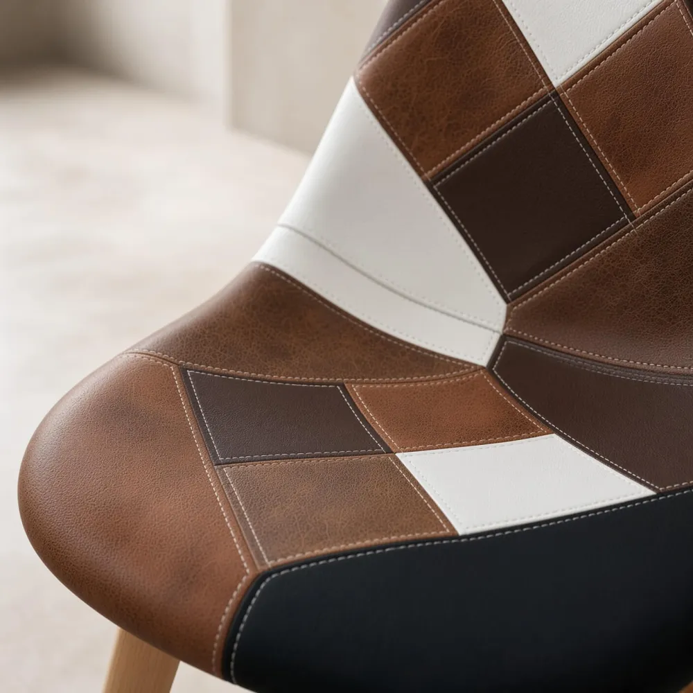 Silla Comedor Tapizada Ecocuero Patas de Madera Haya Diseño Nórdico