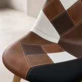 Silla Comedor Tapizada Ecocuero Patas de Madera Haya Diseño Nórdico