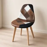 Silla Comedor Tapizada Ecocuero Patas de Madera Haya Diseño Nórdico