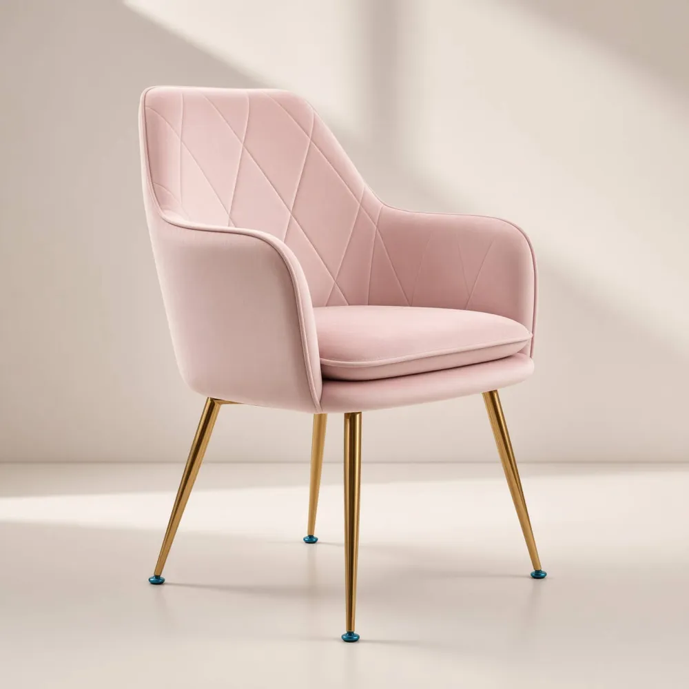 Silla Sitial Diamante Terciopelo con Brazos Patas Doradas
