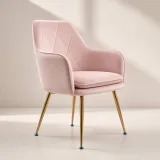 Silla Sitial Diamante Terciopelo con Brazos Patas Doradas