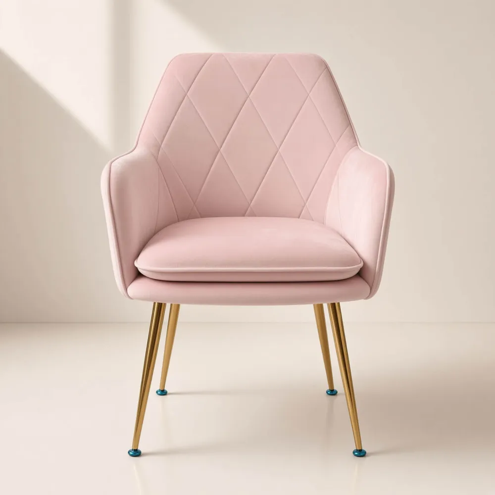 Silla Sitial Diamante Terciopelo con Brazos Patas Doradas
