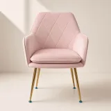 Silla Sitial Diamante Terciopelo con Brazos Patas Doradas