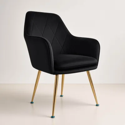 Silla Sitial Diamante Terciopelo con Brazos Patas Doradas