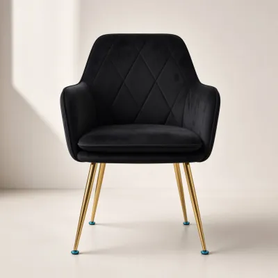 Silla Sitial Diamante Terciopelo con Brazos Patas Doradas