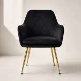 Silla Sitial Diamante Terciopelo con Brazos Patas Doradas