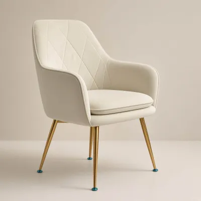 Silla Sitial Diamante Terciopelo con Brazos Patas Doradas