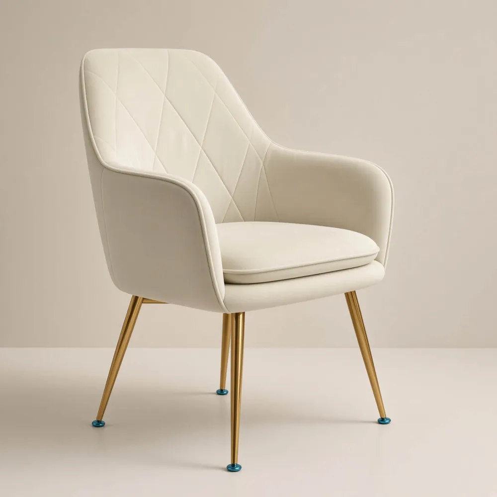 Silla Sitial Diamante Terciopelo con Brazos Patas Doradas