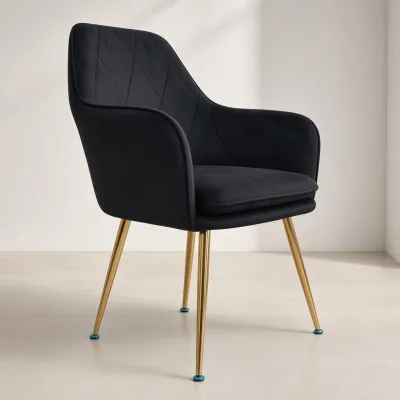 Silla Sitial Diamante Terciopelo con Brazos Patas Doradas