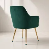 Silla Sitial Diamante Terciopelo con Brazos Patas Doradas