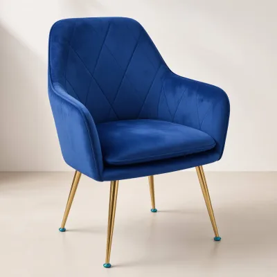 Silla Sitial Diamante Terciopelo con Brazos Patas Doradas