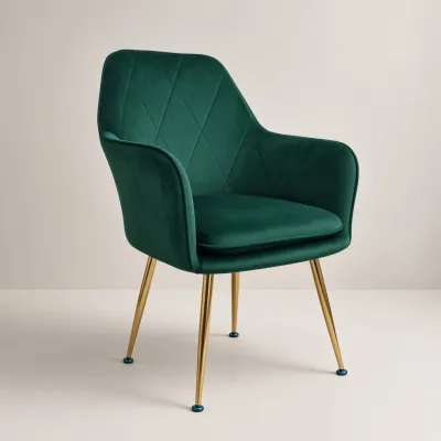 Silla Sitial Diamante Terciopelo con Brazos Patas Doradas