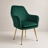Silla Sitial Diamante Terciopelo con Brazos Patas Doradas