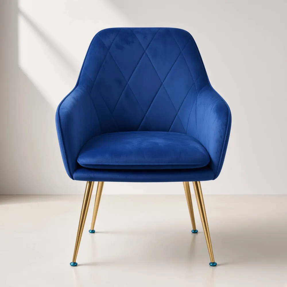Silla Sitial Diamante Terciopelo con Brazos Patas Doradas