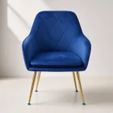 Silla Sitial Diamante Terciopelo con Brazos Patas Doradas