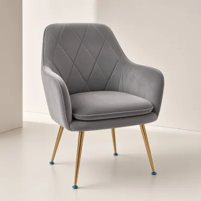 Silla Sitial Diamante Terciopelo con Brazos Patas Doradas