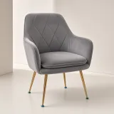 Silla Sitial Diamante Terciopelo con Brazos Patas Doradas