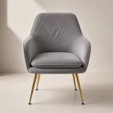 Silla Sitial Diamante Terciopelo con Brazos Patas Doradas