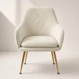 Silla Sitial Diamante Terciopelo con Brazos Patas Doradas