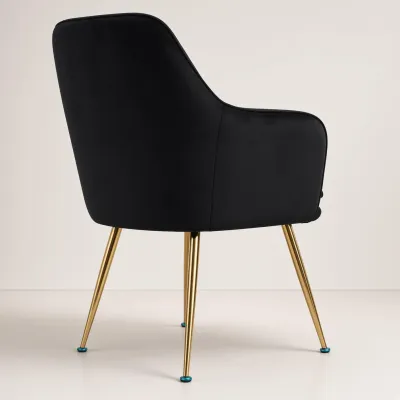 Silla Sitial Diamante Terciopelo con Brazos Patas Doradas
