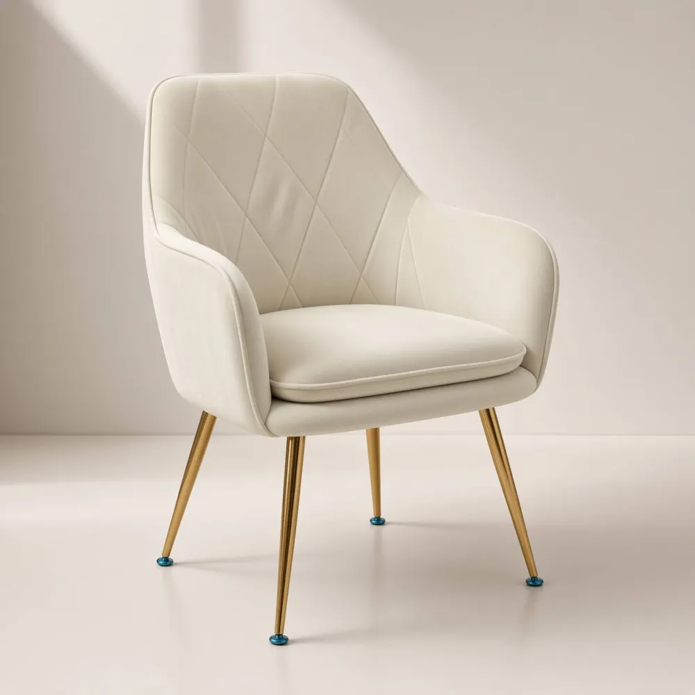 Silla Sitial Diamante Terciopelo con Brazos Patas Doradas