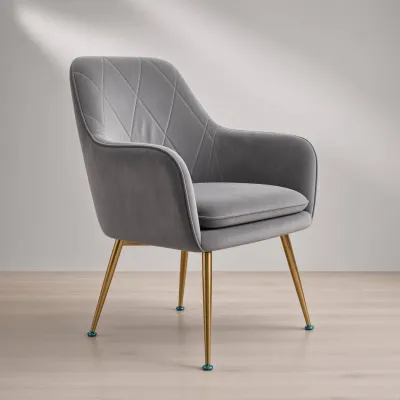 Silla Sitial Diamante Terciopelo con Brazos Patas Doradas