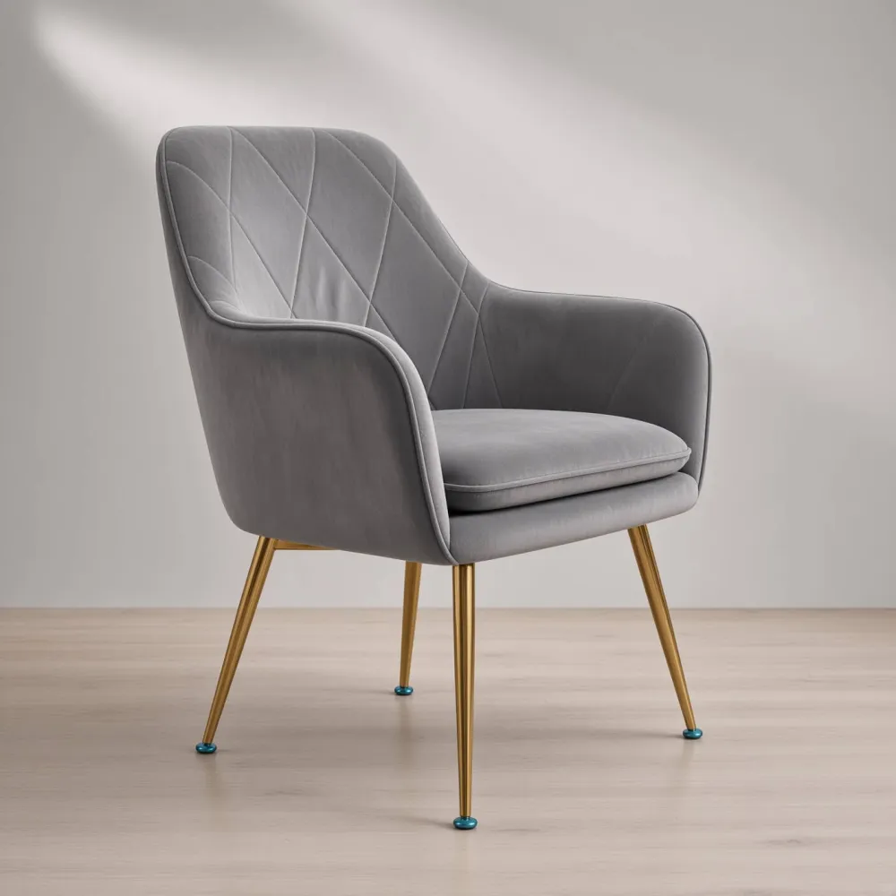 Silla Sitial Diamante Terciopelo con Brazos Patas Doradas